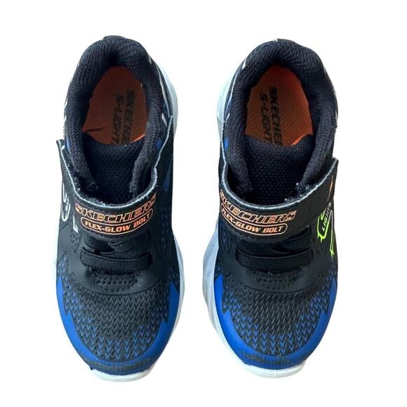 Skechers S Lights Flex-Glow Bolt Black/Blue 10 - Picture 3 of 6